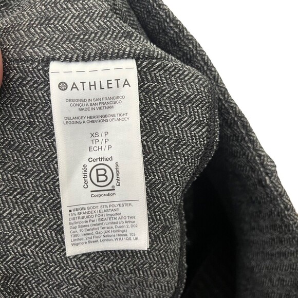 ATHLETA Delancey Herringbone Tights Women’s XS Black Grey Travel Stretch Pocket - Picture 10 of 11